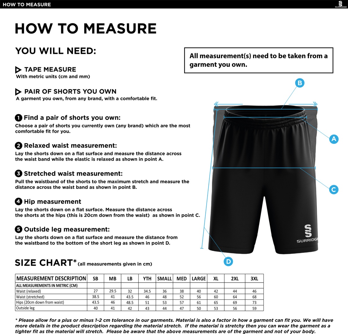 Fraserburgh CC - Ripstop Short - Size Guide